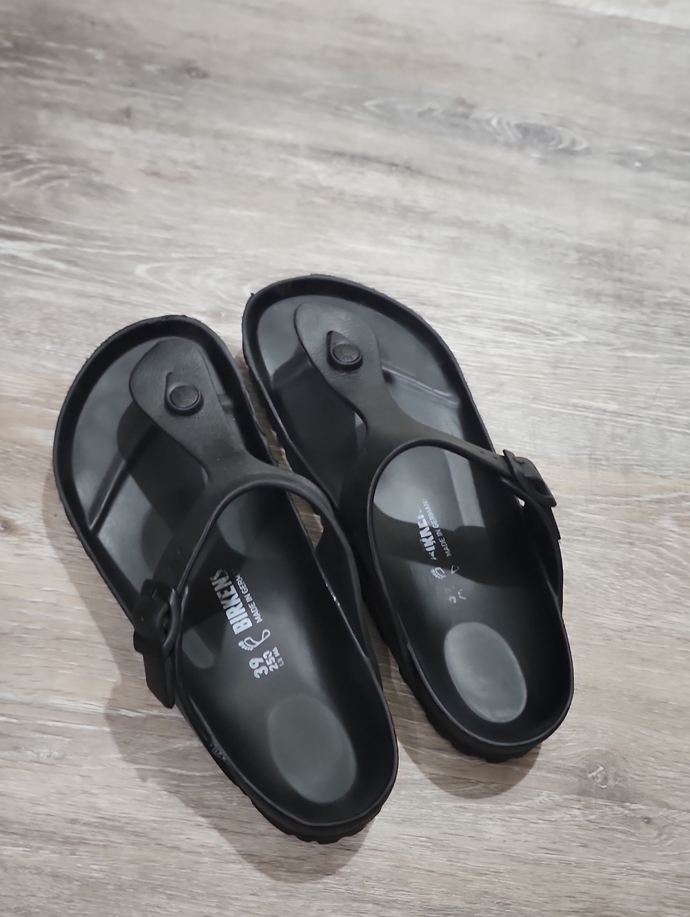Birkenstock Black Adjustable Toe-Post Slide Sandals